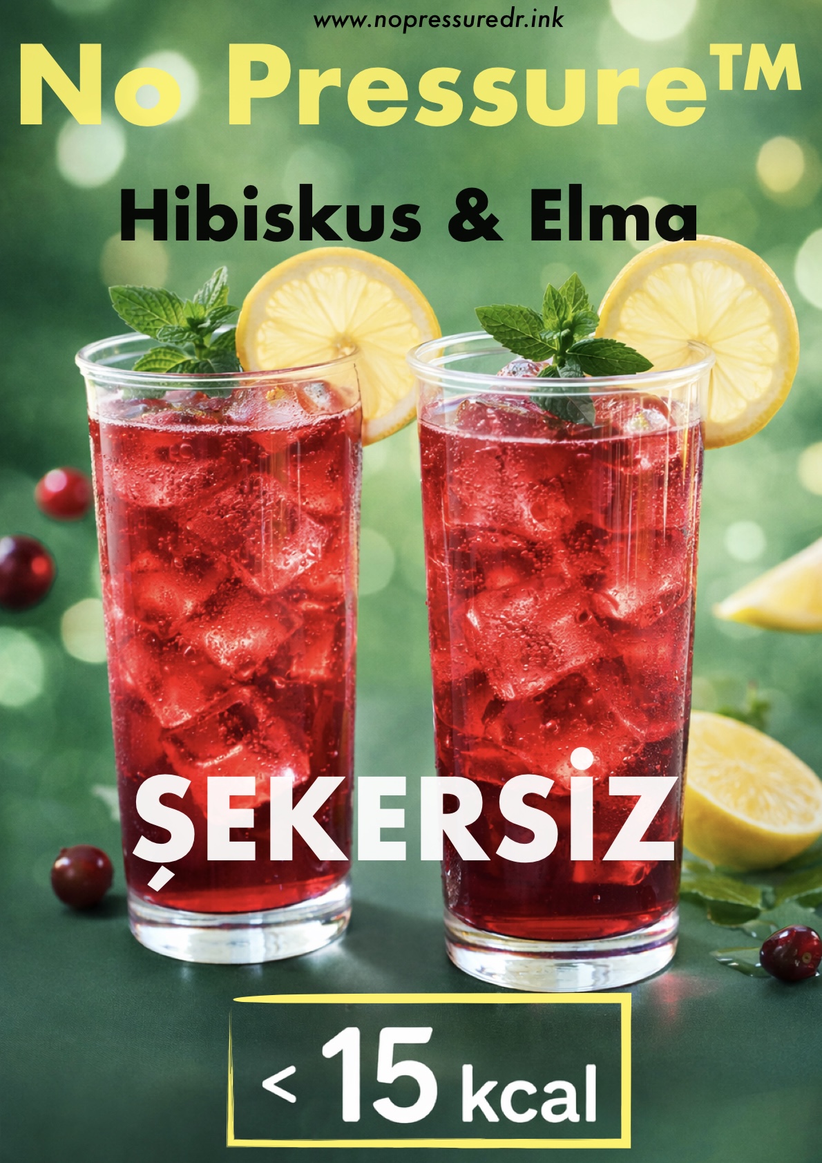 No Pressure Hibiskus & Elma sekersiz icecek